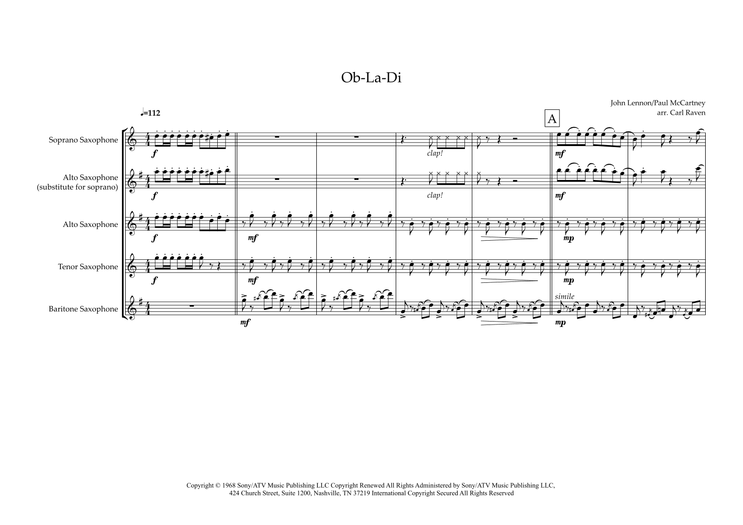 Ob-la-di, Ob-la-da (arr. Carl Raven)