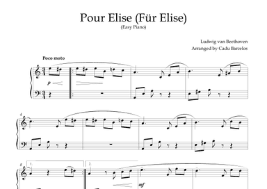 Pour Elise - Für Elise (Easy Piano) Beethoven (arr. Cadu Barcelos)