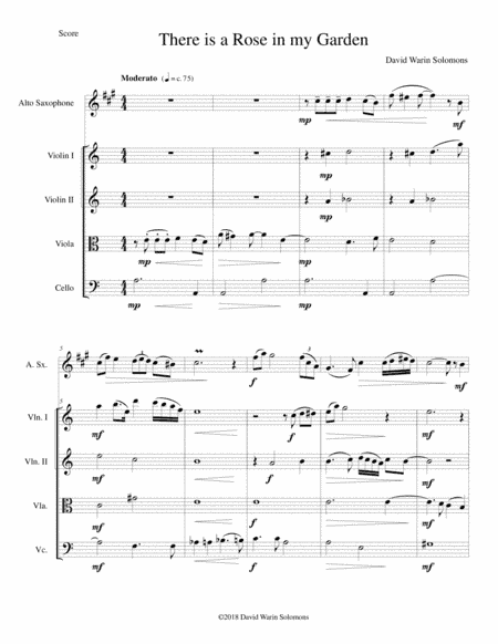 There is a Rose in my Garden for alto saxophone and strings