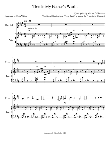This Is My Father's World--horn solo (arr. Beka Wilson)