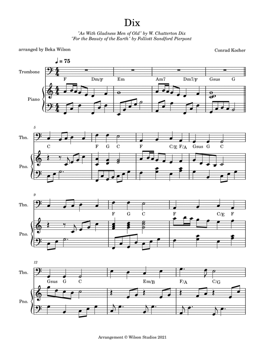 As With Gladness Men of Old--trombone solo (arr. Beka Wilson)