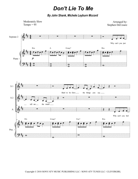 Don't Lie To Me (arr. Stephen DeCesare)