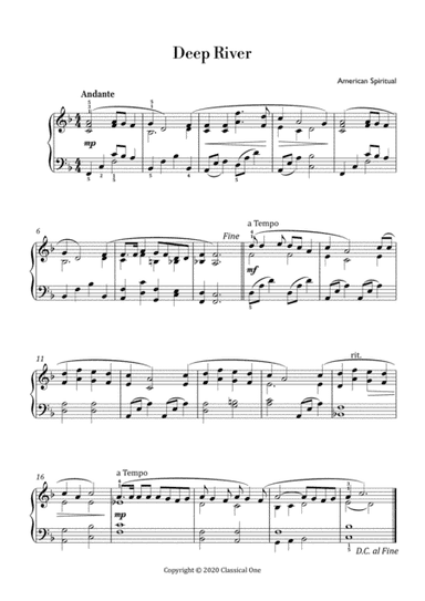 American Spiritual - Deep River (Easy piano arrangement) (arr. MPS)