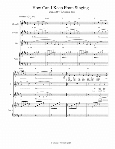 How Can I Keep From Singing -  with vocal trio and piano (arr. Connie Boss)