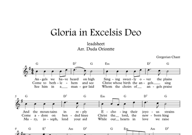 Gloria in excelsis Deo (G major - with lyrics) (arr. Duda Oriontte)