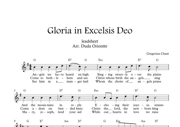 Gloria in excelsis Deo (G major - with lyrics) (arr. Duda Oriontte)