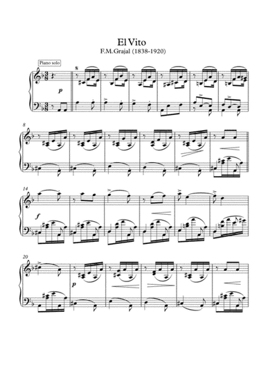 El Vito traditional Piano solo (arr. PianoSheetNow)