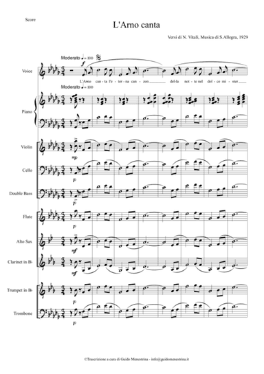 L'Arno canta partitura orchestrale (Vitali Allegra Menestrina) (arr. Guido Menestrina)