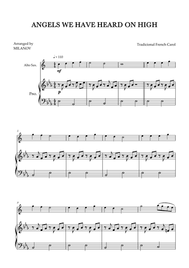 Angels We Have Heard on High | Christmas song | alto sax | easy beginner (arr. Milanov)