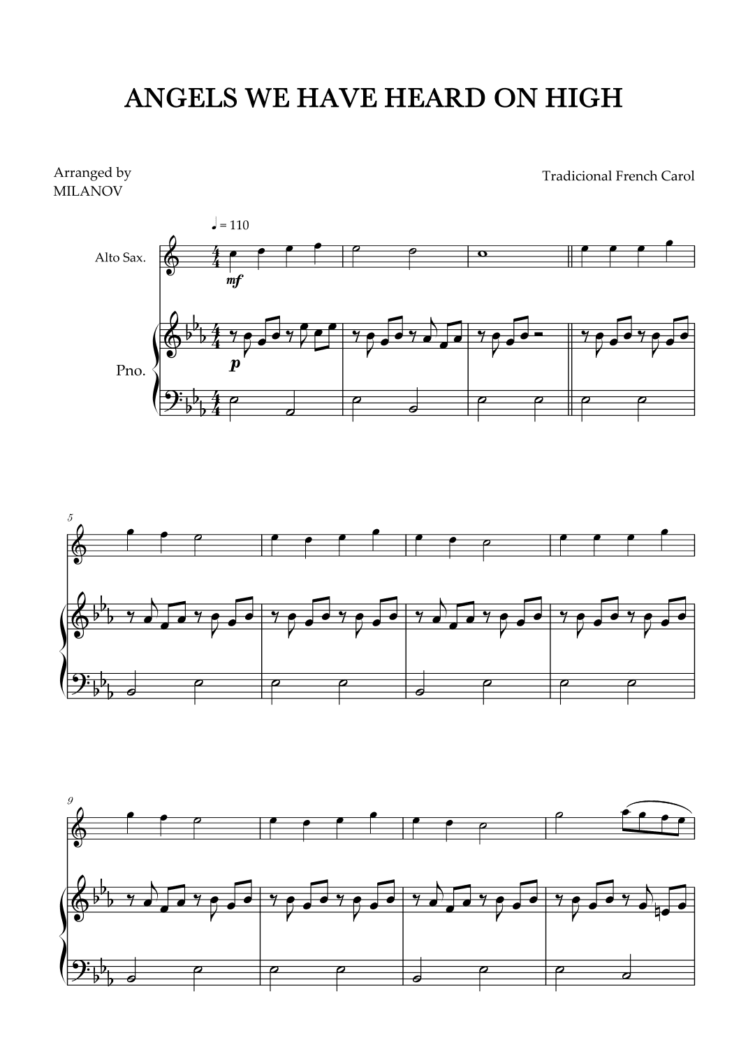Angels We Have Heard on High | Christmas song | alto sax | easy beginner (arr. Milanov)