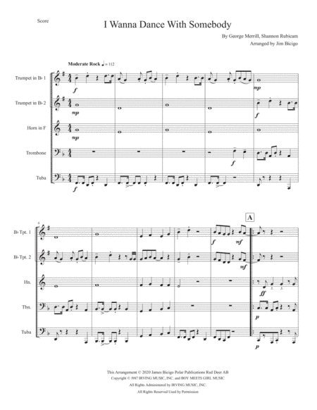 I Wanna Dance With Somebody (arr. Jim Bicigo)