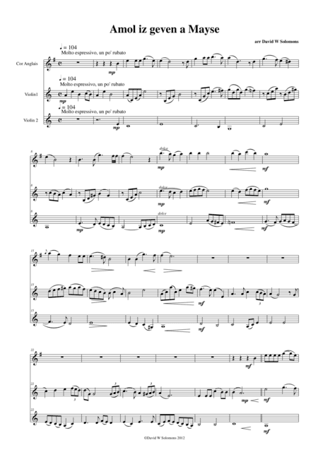 Amol iz geven a mayse for cor anglais and 2 violins (arr. David Warin Solomons)