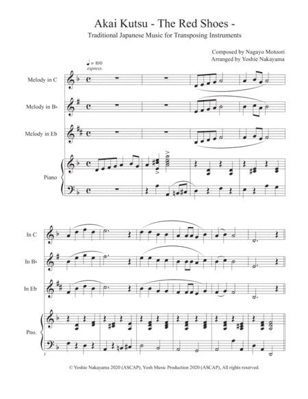 Akai Kutsu - Red Shoes - (arr. Yoshie Nakayama)