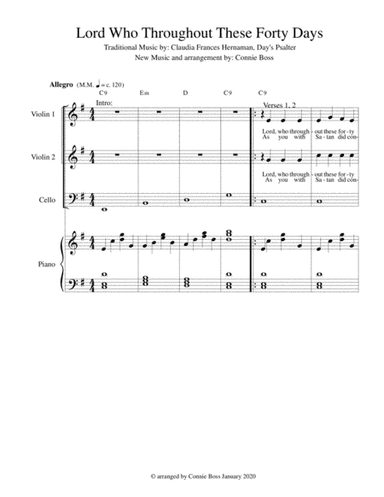 Lord, Who Throughout These Forty Days - Strings and piano (arr. Connie Boss)