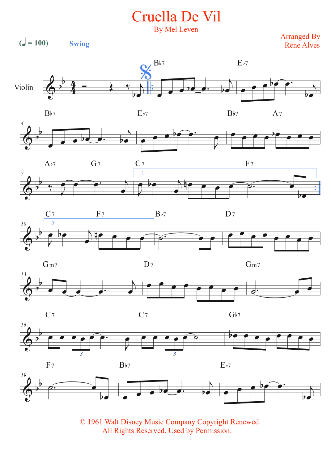 Cruella De Vil (arr. Rene Alves)
