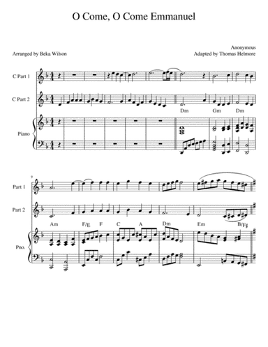 O Come, O Come Emmanuel--duet for flute, oboe, or violin (arr. Beka Wilson)