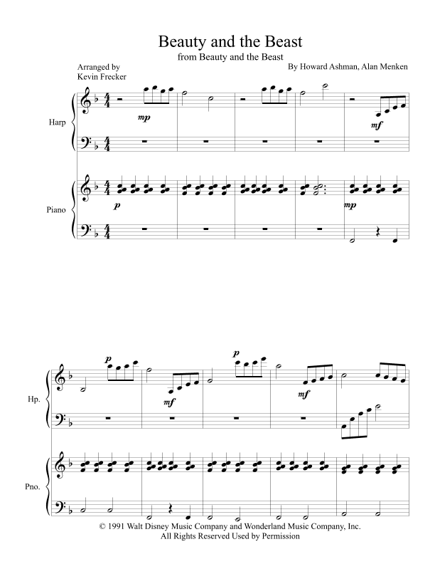 Beauty And The Beast (arr. Kevin Frecker)