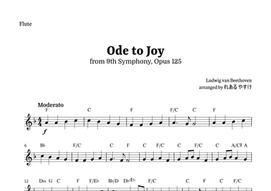 Ode to Joy for Flute Solo by Beethoven Opus 125 (arr. れある やすけ)