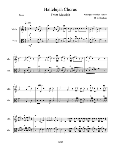 Hallelujah Chorus from Messiah (Violin and Viola Duet) (arr. B. C. Dockery)