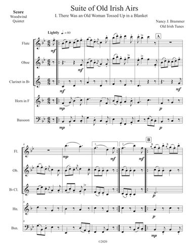 Suite of Old Irish Airs for Woodwind Quintet (arr. Nancy J. Brammer)