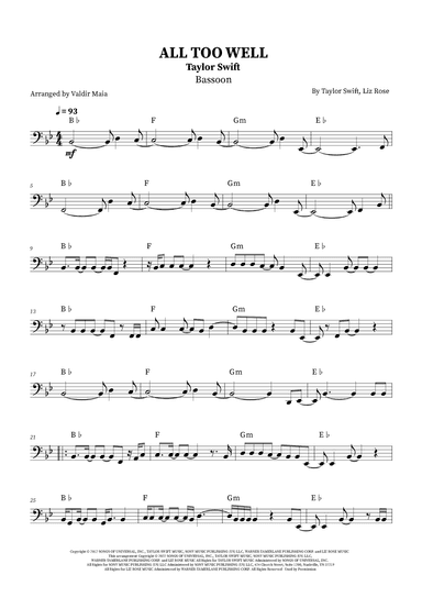 All Too Well (arr. Valdir Maia)