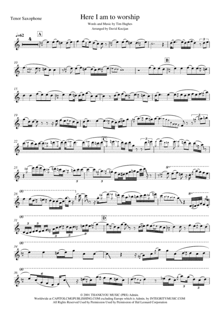 Here I Am To Worship (arr. David Kocijan)