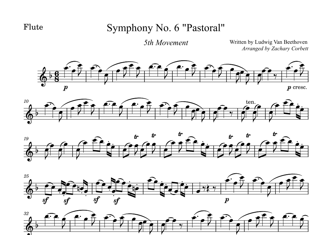 Symphony No. 6 5th Movement (arr. Zachary Corbett)