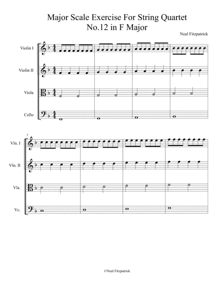 Major Scale Exercise For String Quartet No.12 in F Major