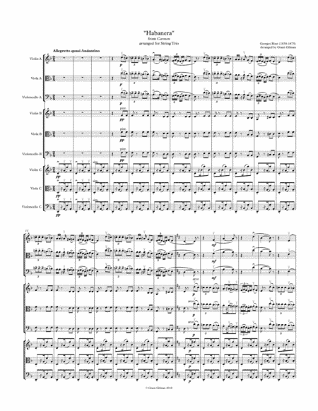 "Habanera" from Bizet's Carmen - for String Trio (ANY COMBINATION) - Score & Parts. (arr. Grant Gilman)