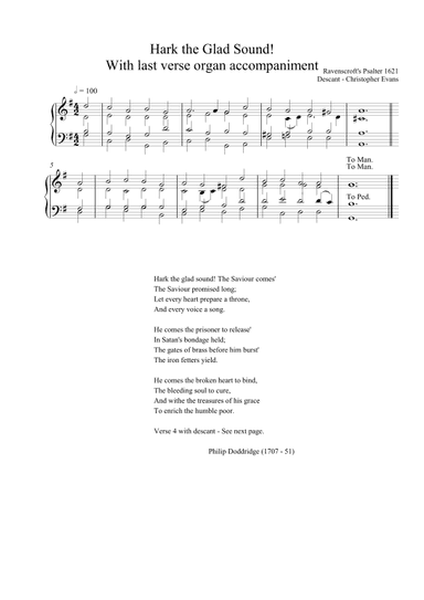 Hark the Glad Sound the Saviour Comes Descant for Choir & Organ/Keyboard