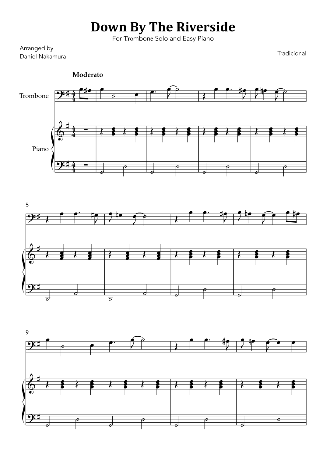 Down By The Riverside (For Trombone Solo and Easy Piano) (arr. Daniel Nakamura)