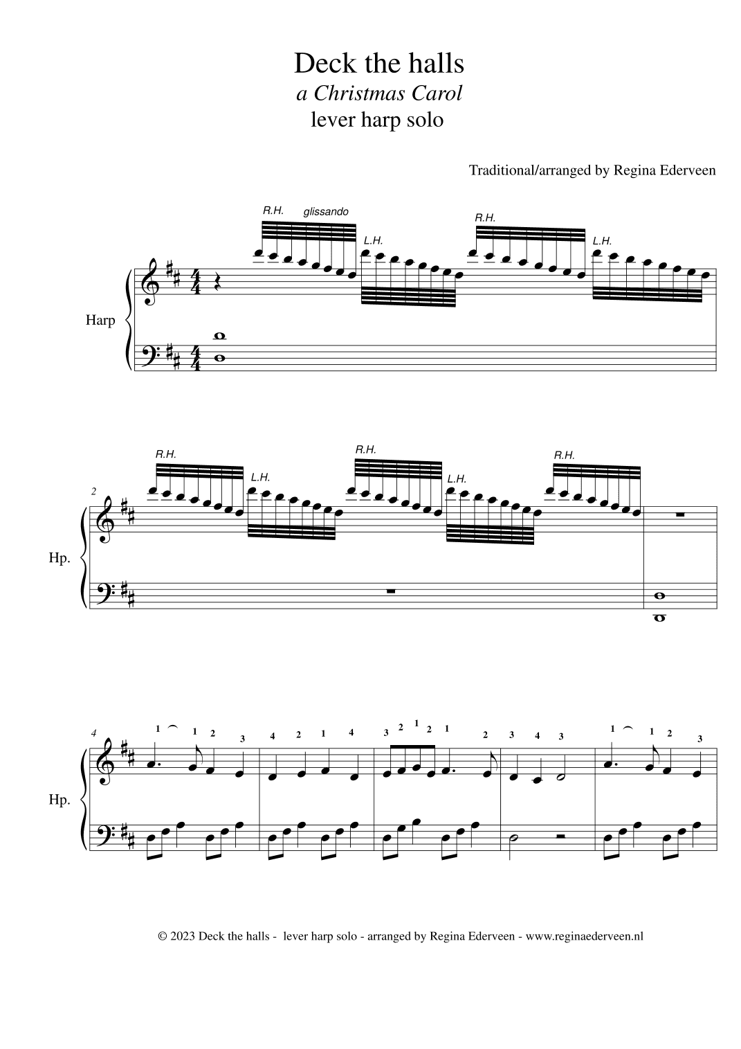 Deck the Halls (Christmas Carol) - lever harp solo