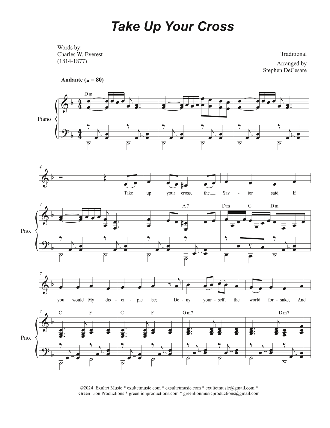 Take Up Your Cross (Vocal solo) (arr. Stephen DeCesare)