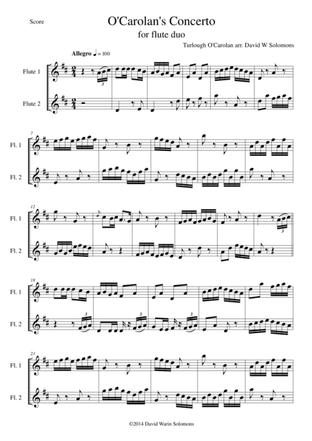 O'Carolan's Concerto for flute duo (arr. David Warin Solomons)