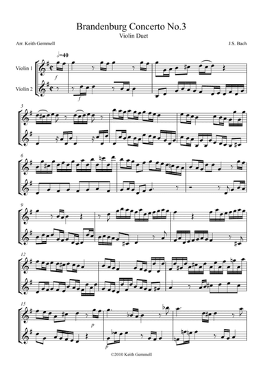 Brandenburg Concerto No. 3: Violin Duet (arr. Keith Gemmell)
