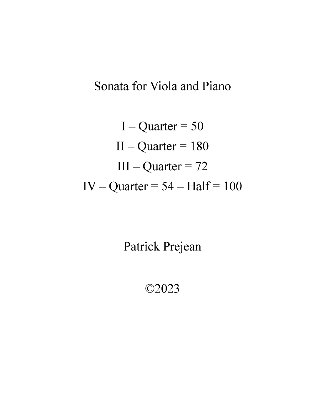 Sonata for Viola and Piano