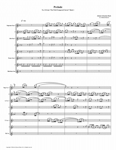 Prelude 22 from Well-Tempered Clavier, Book 1 (Saxophone Octet) (arr. Richard Byrnes)