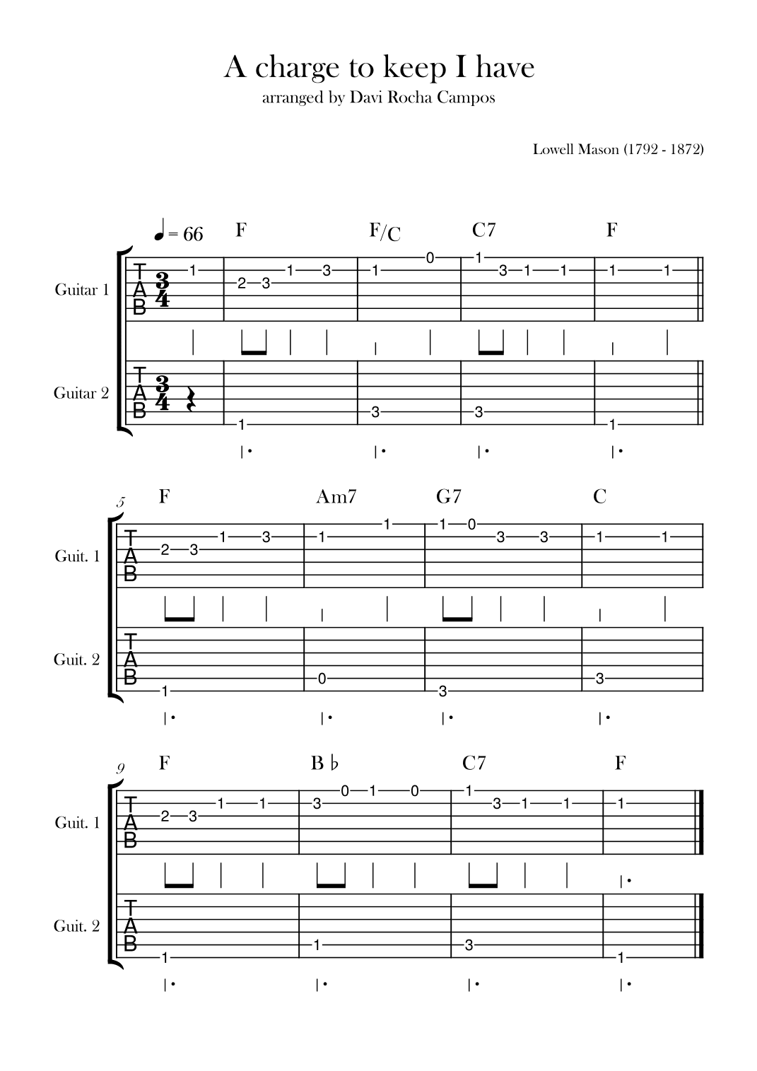 A charge to keep I have (arr. Davi Rocha Campos)
