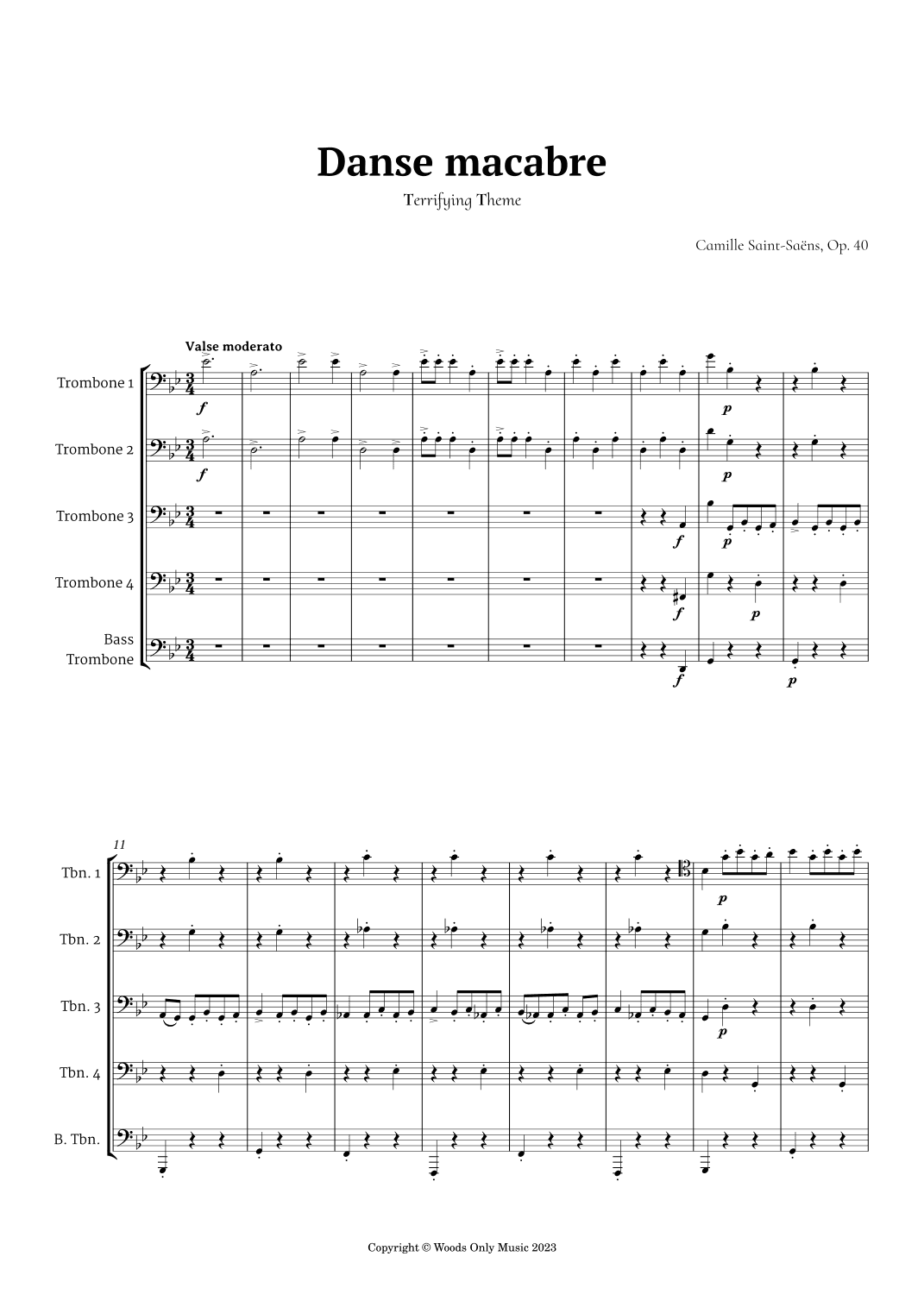 Danse Macabre by Camille Saint-Saens for Trombone Quintet (arr. Ander)