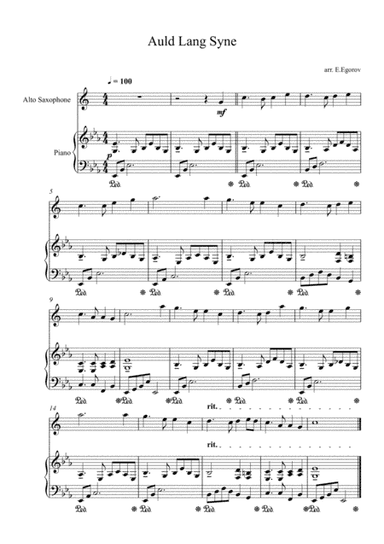 Auld Lang Syne, For Alto Saxophone & Piano