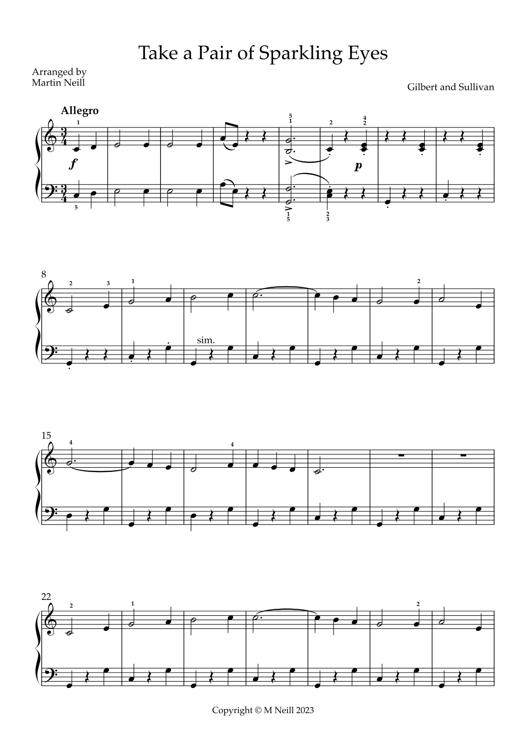 Take a Pair of Sparkling Eyes (arr. Martin Neill)