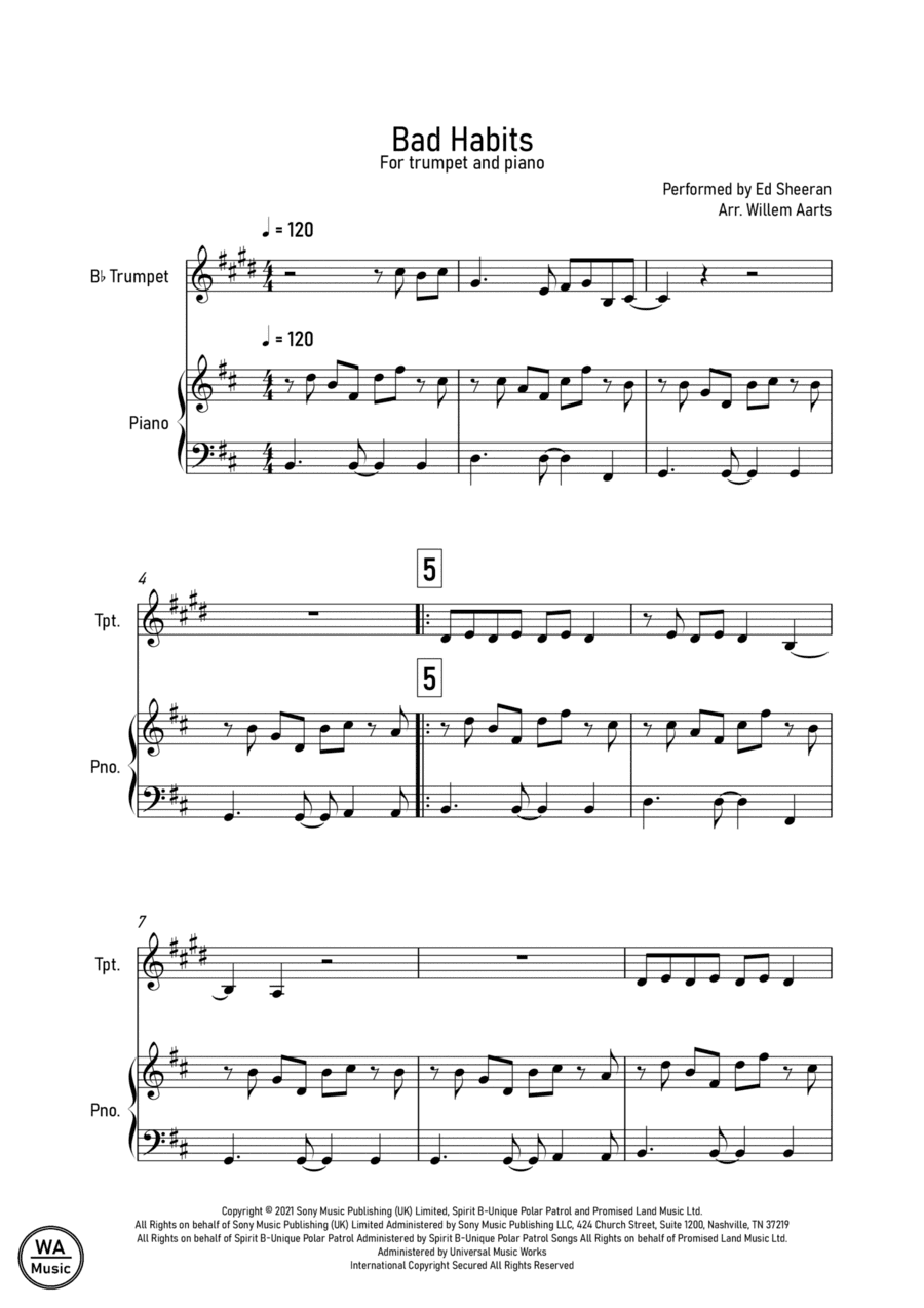 Bad Habits (arr. Willem Aarts)