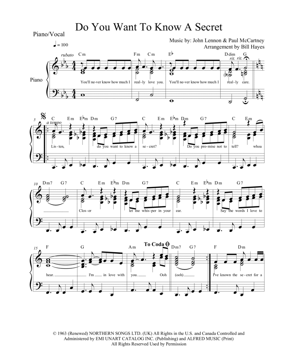 Do You Want To Know A Secret? (arr. Bill Hayes)