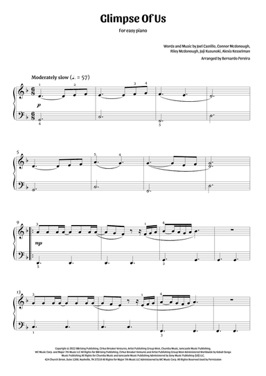 Glimpse Of Us (arr. Bernardo Pereira)