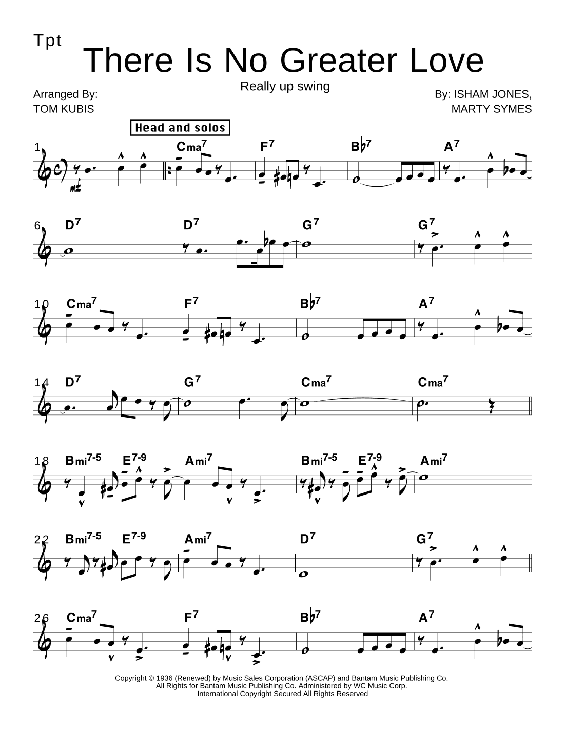 (there Is) No Greater Love (arr. Tom Kubis)