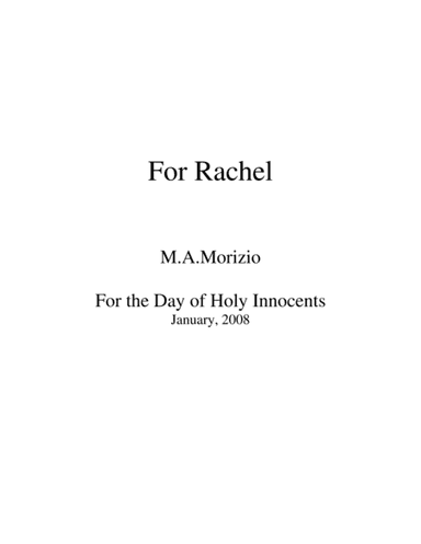 FOR RACHEL (SATB)