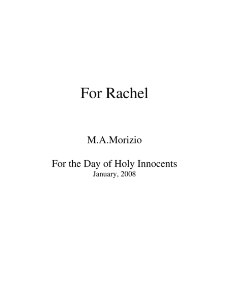 FOR RACHEL (SATB)
