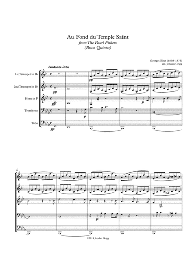 Au Fond du Temple Saint from the The Pearl Fishers (Brass Quintet) (arr. Jordan Grigg)
