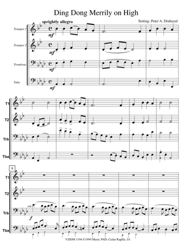 Ding Dong Merrily On High (Traditional English Christmas Carol for Brass Quartet)