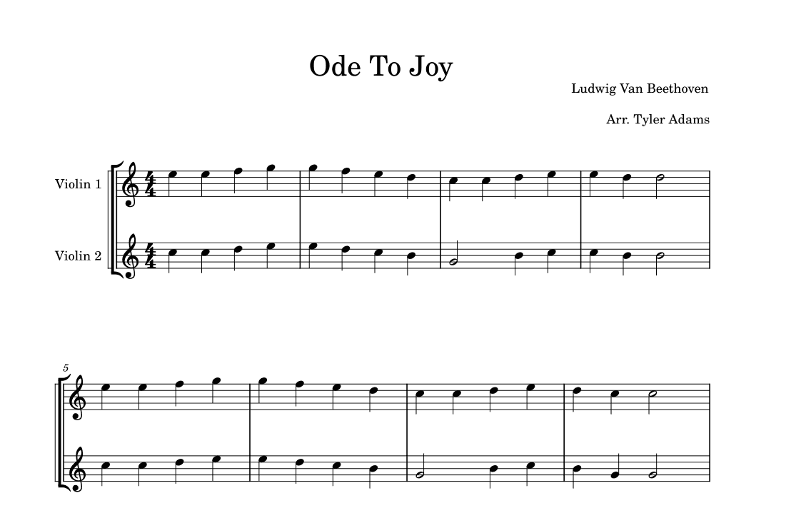 Ode To Joy (Easy Violin Duet) (arr. Tyler Adams)